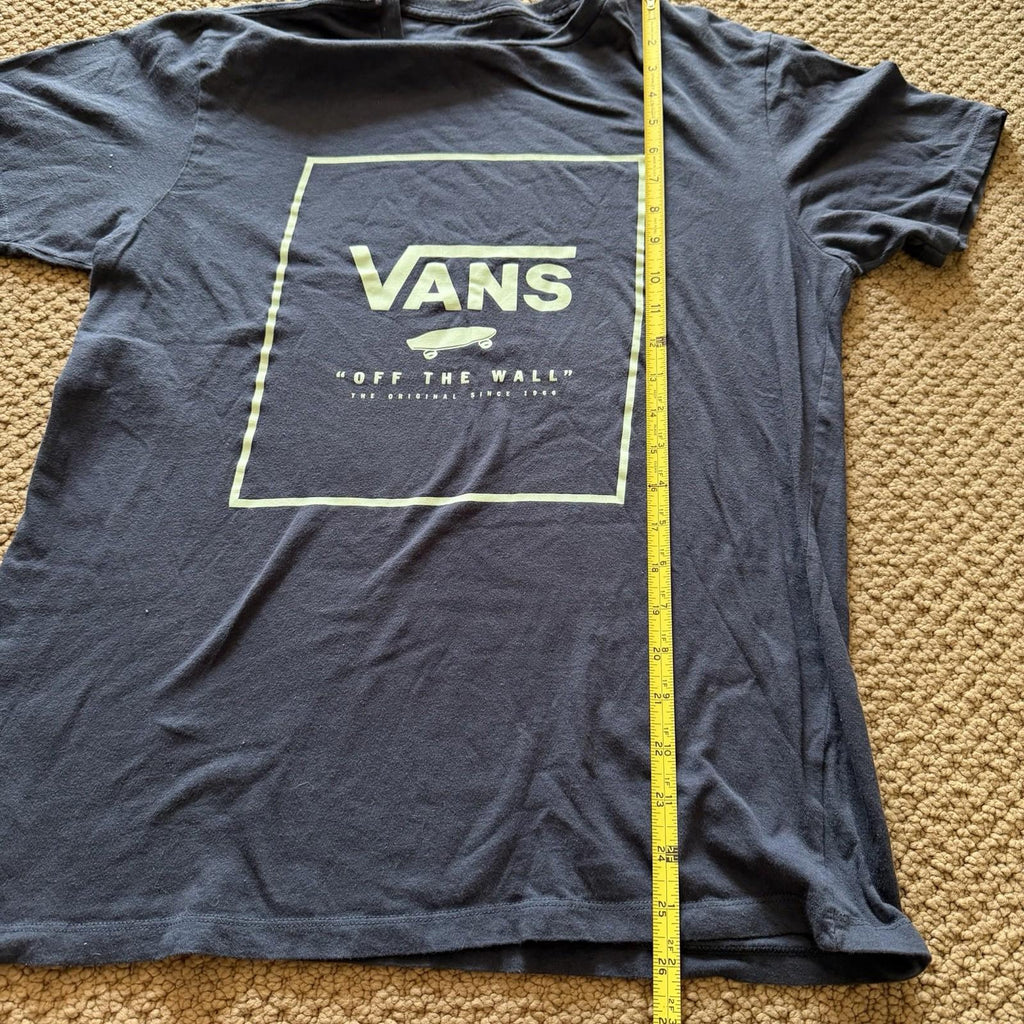 Vans Off The Wall Box Logo T-Shirt Navy Blue Medium Skate Graphic