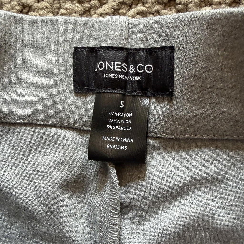 Jones New York Gray Wide Leg Pull-On Pants Size S Stretch Knit