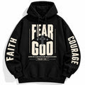 Fear God Psalm 128:1 Black Hoodie Christian Faith Religious Graphic Sweatshirt