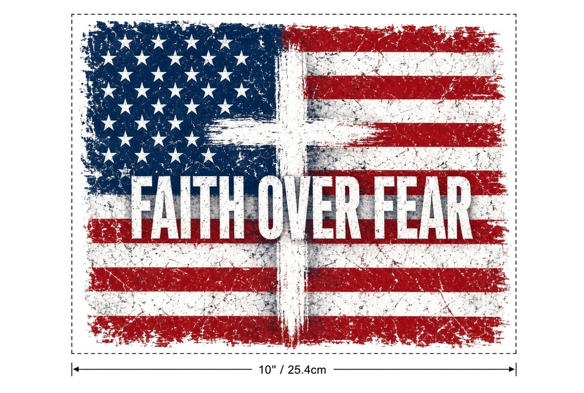 4Pcs 10" Faith Over Fear DTF Transfers American Flag Cross Iron On Ready to Pres