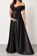 Black Satin Velvet Formal Evening Gown Dress XXL About 65” Long