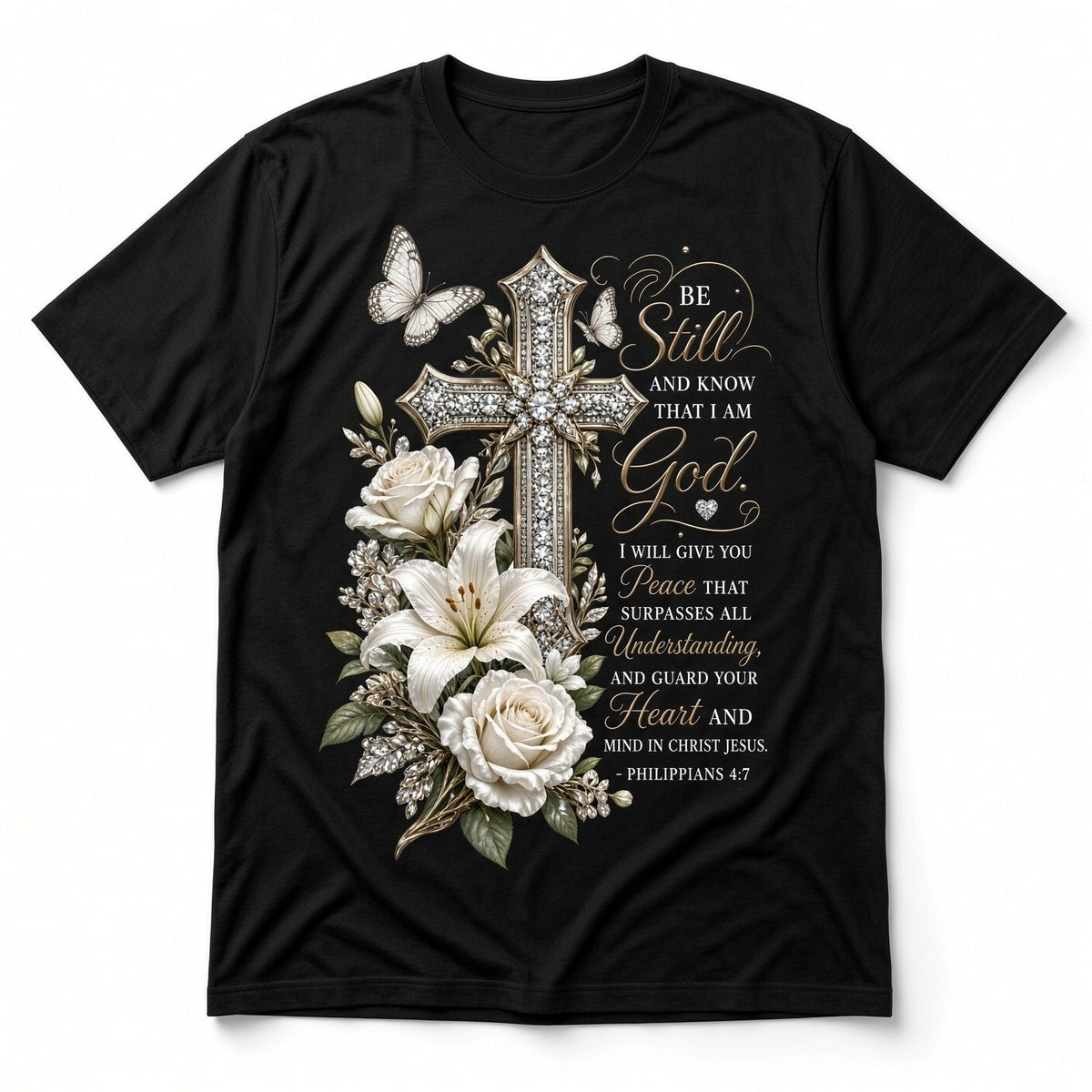 4Pcs 10" Be Still and Know I Am God Cross DTF Transfer Heat Press