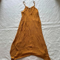 Zara Woman Mustard Yellow Ribbed Midi Dress Handkerchief Hem Boho V Neck Size S