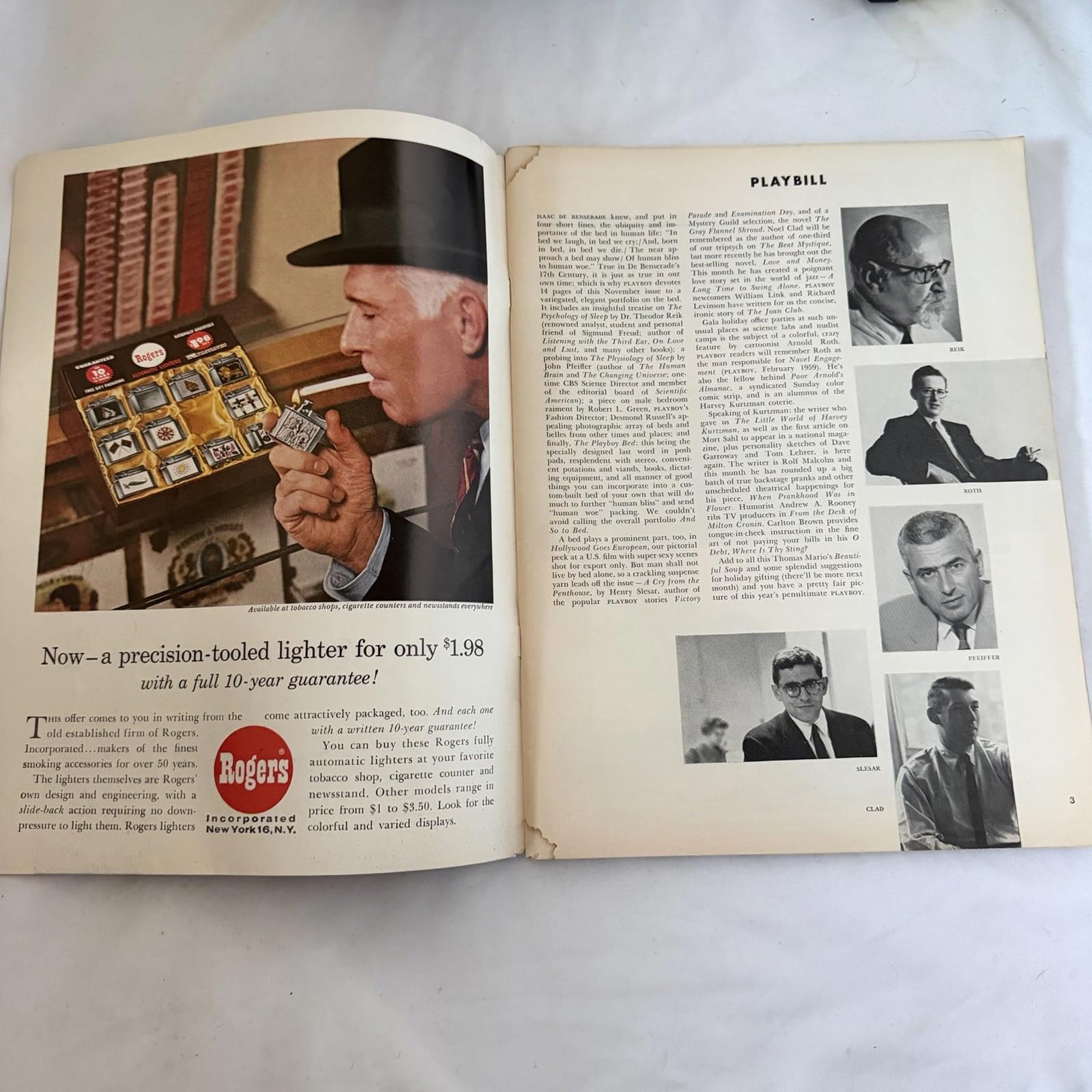 Playboy Magazine November 1959 Vintage Bunny Bartender Cover