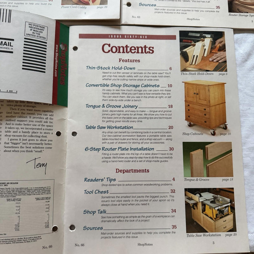 ShopNotes Magazines Vol. 9 & 11 (Issues 54, 63, 66) – Vintage Shop Projects