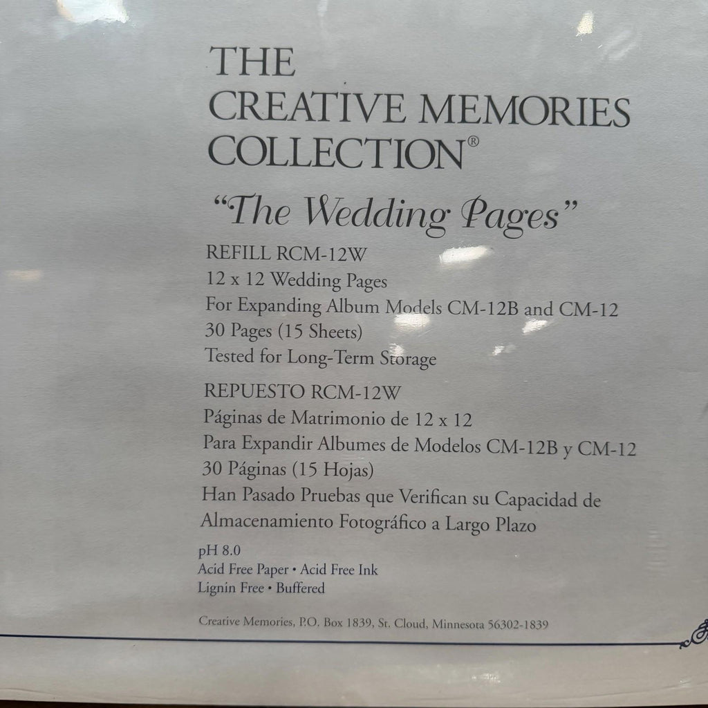 Creative Memories RCM-12W 12x12 Wedding Pages Refill 15 Sheets Sealed