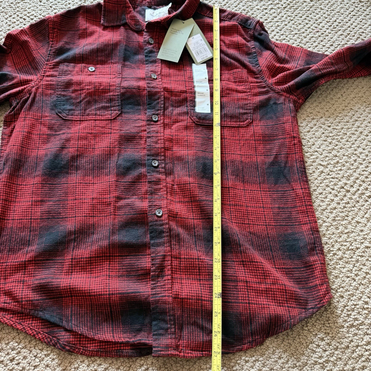 NWT Goodfellow & Co Red Black Plaid Flannel Button-Down Shirt Men's M