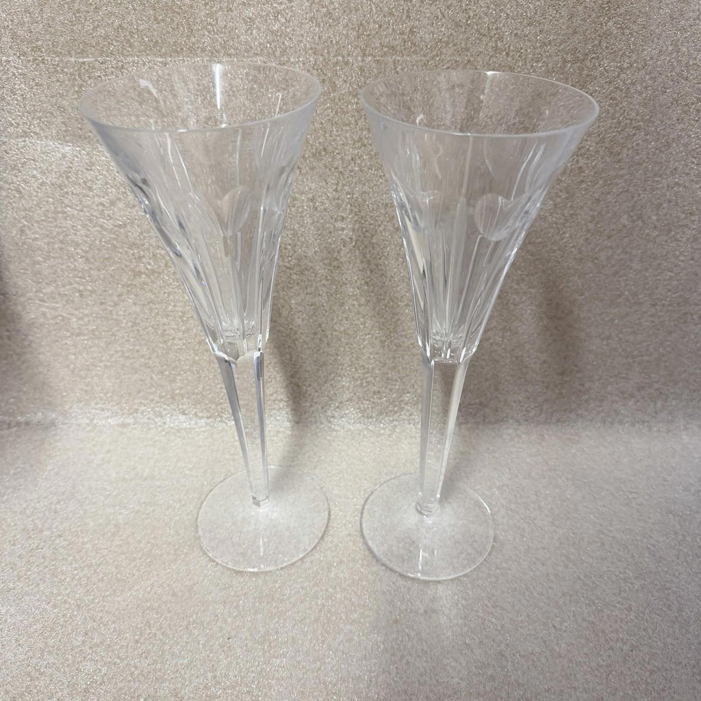 Waterford Millennium “Love” - Toasting Fluted Champagne Glasses 9 1/4”, Set of 2
