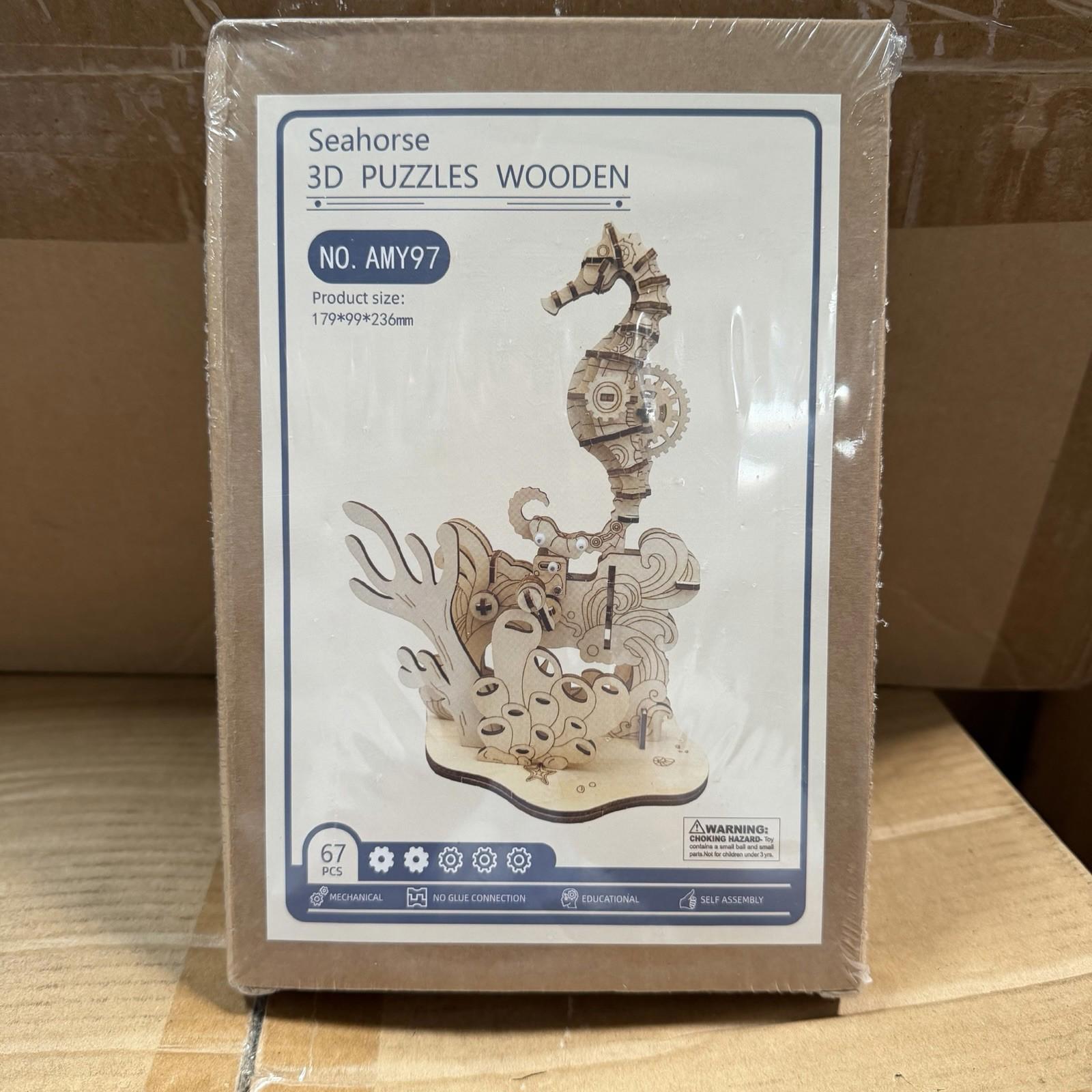 Seahorse 3D Wooden Puzzle Kit 67PCS No Glue New