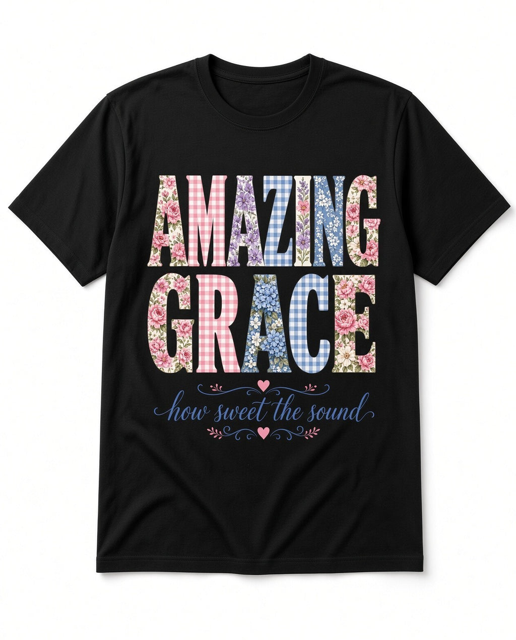4pcs 10in Amazing Grace Floral Gingham Christian DTF Transfer