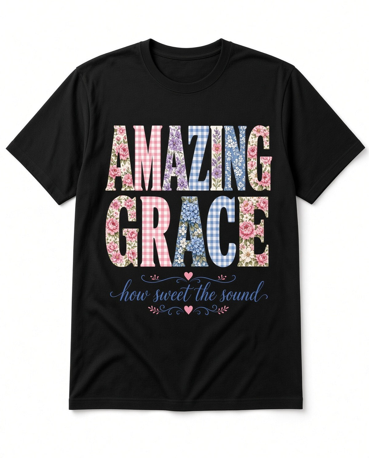 4pcs 10in Amazing Grace Floral Gingham Christian DTF Transfer