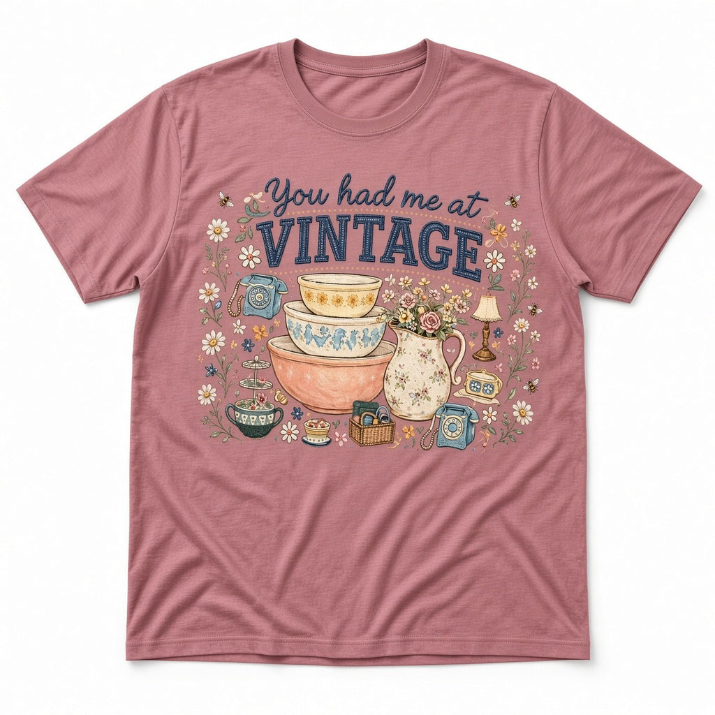4Pcs 10 Inch Vintage Mixing Bowls Floral DTF Iron On Shirt Decal