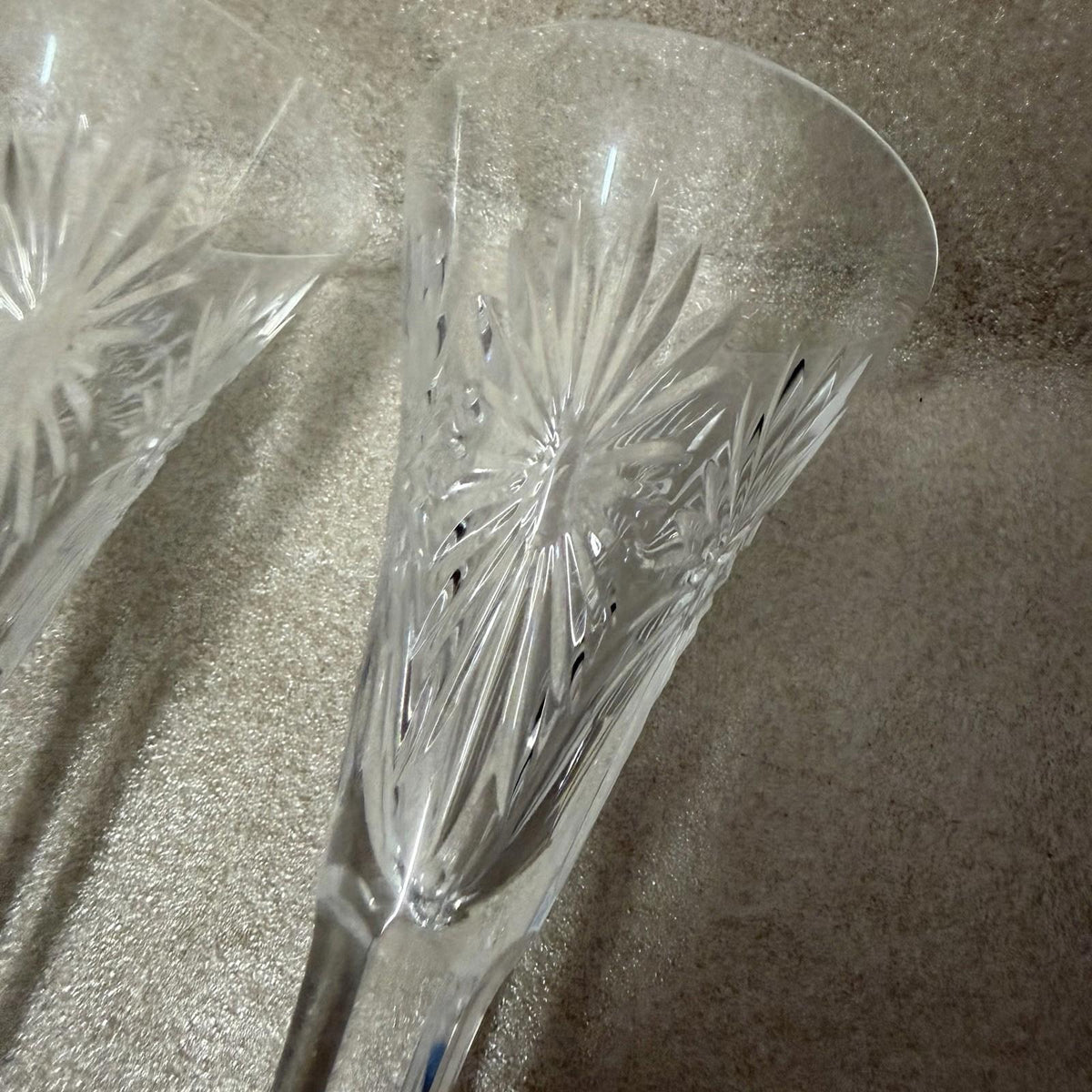 Pair of Waterford Crystal Millennium Collection “Health” Champagne Flutes 9 1/4”
