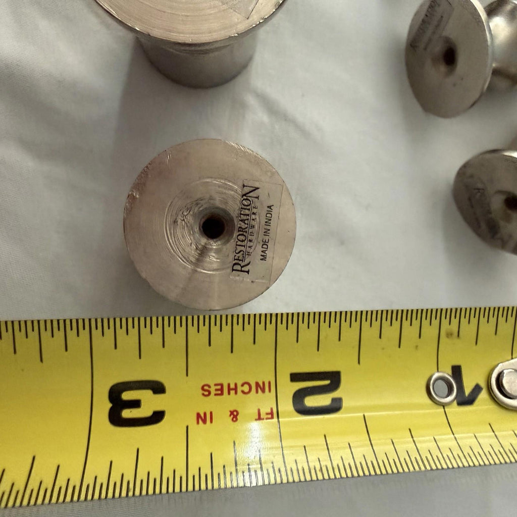 Set of 6 Restoration Hardware Stainless Mushroom Cabinet Knobs Made India