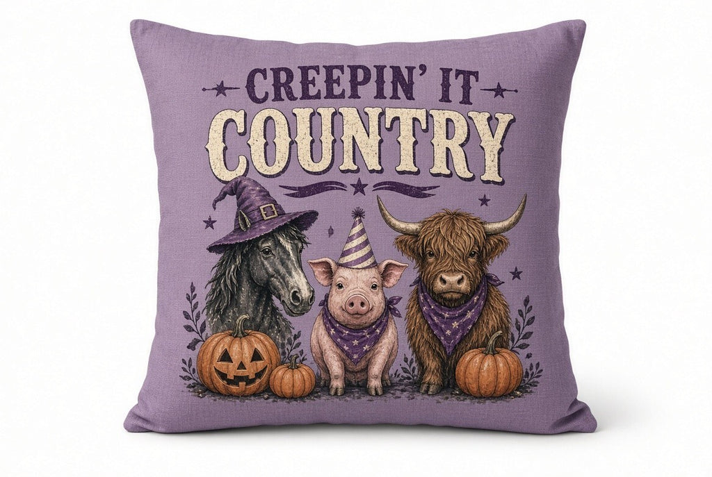 Creepin It Country DTF Transfer 4 Pack 10 Inch Halloween Farm Animals Ready Pres
