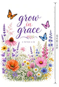 4pcs 10in Grow in Grace Wildflower Bible Verse DTF Transfer