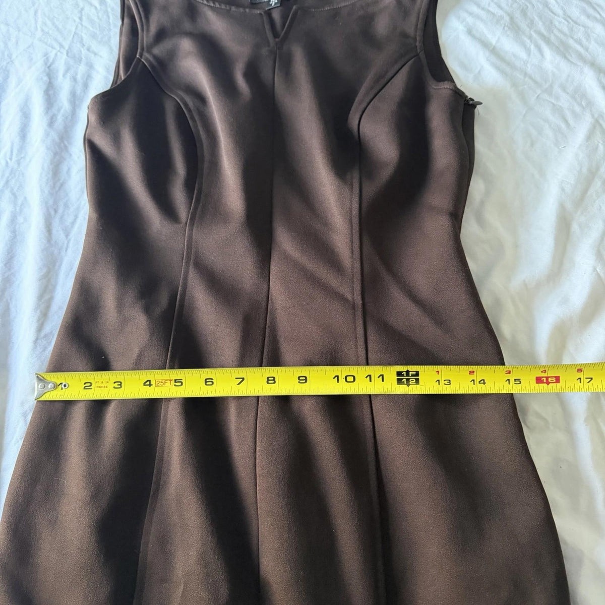 Vintage BCBG Brown Satin Sleeveless Sheath Dress Size 2 Made in USA