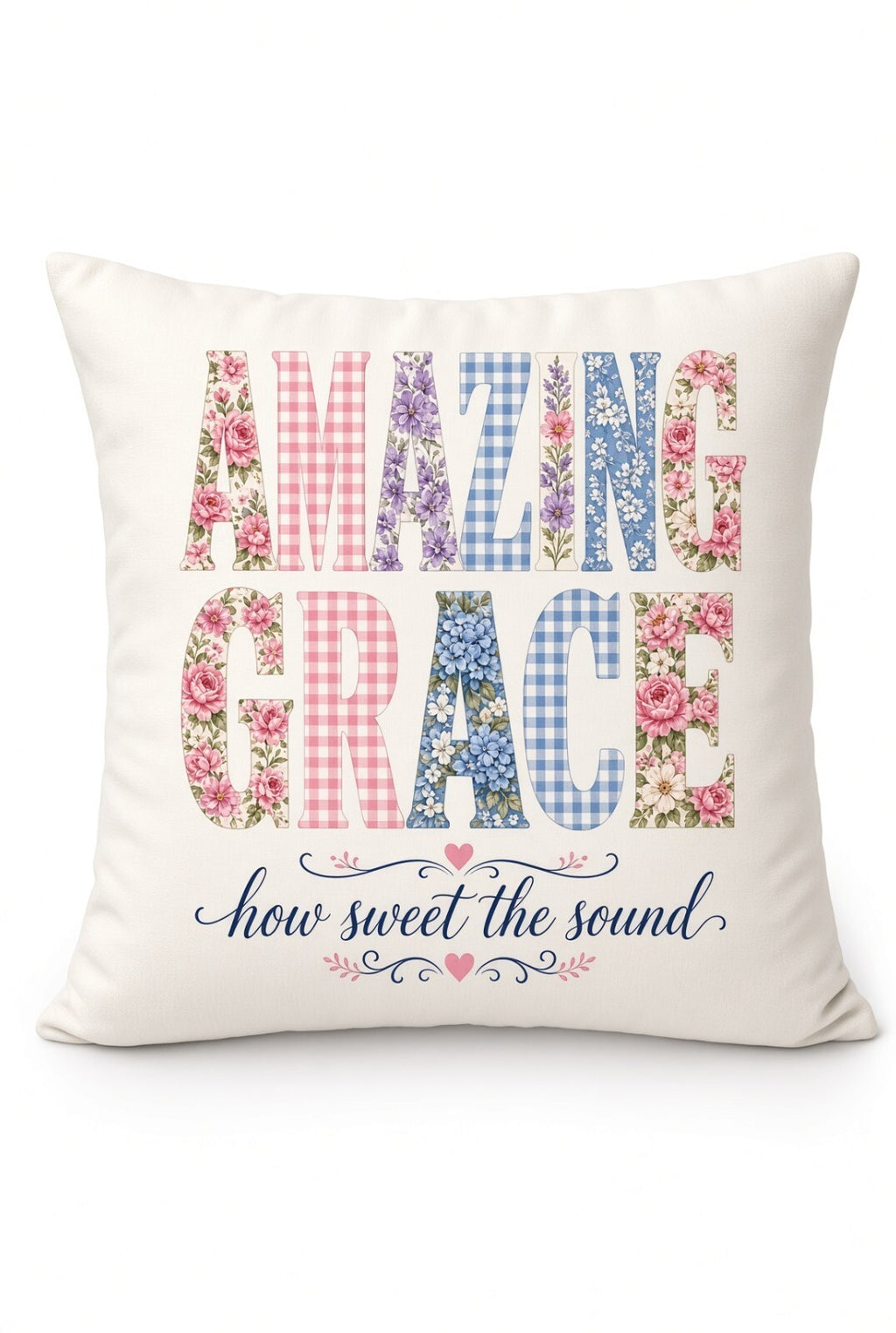 4pcs 10in Amazing Grace Floral Gingham Christian DTF Transfer
