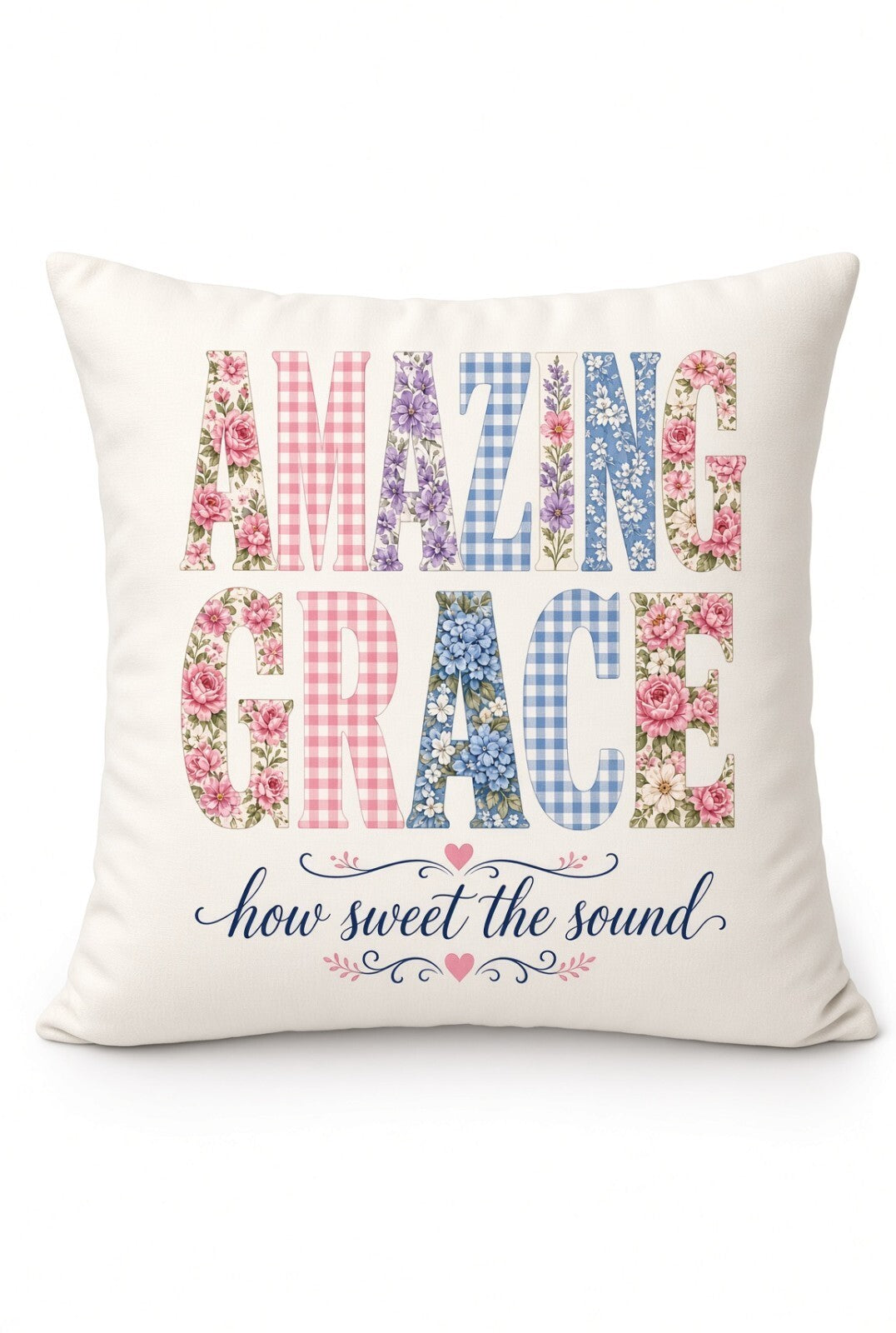 4pcs 10in Amazing Grace Floral Gingham Christian DTF Transfer