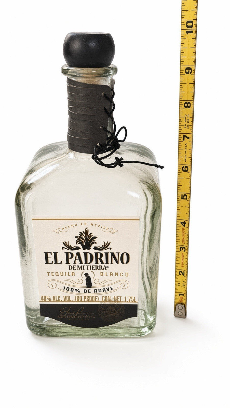 El Padrino De Mi Tierra Tequila Blanco 1.75L Empty Glass Bottle Mexico Decor
