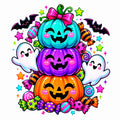 4PCS 10in Fall Pumpkin Ghost Wreath DTF Heat Transfers