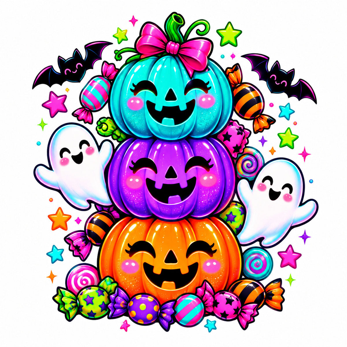 4PCS 10in Fall Pumpkin Ghost Wreath DTF Heat Transfers