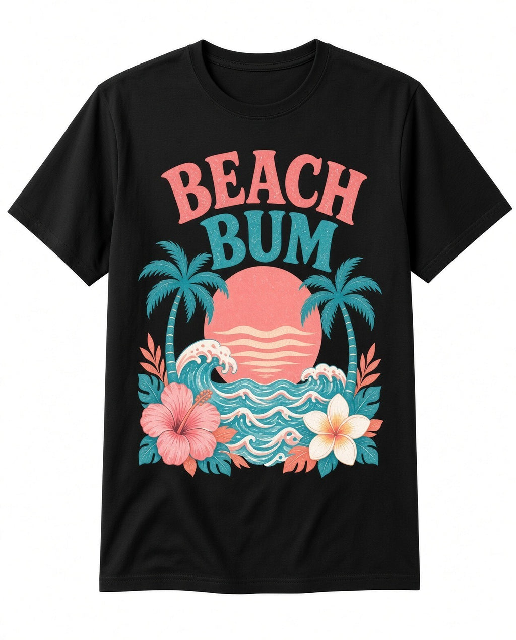 4PCS DTF Transfer Beach Bum Palms Sunset Hibiscus 10in Iron On