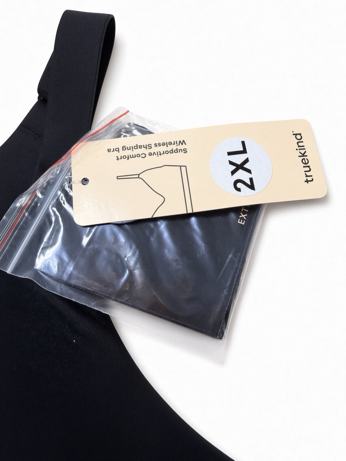 New Truekind Wireless Shaping Bra 2XL Black Seamless Supportive Comfort Bra