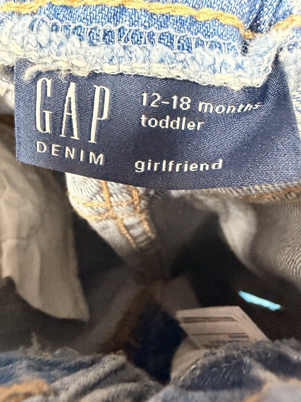 Baby Gap Girlfriend Jeans 12-18 Months Toddler Light Wash Paperbag Elastic Waist