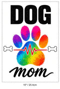4pcs 10" Dog Mom DTF Transfer PNG Rainbow Paw Heartbeat Iron On Shirt