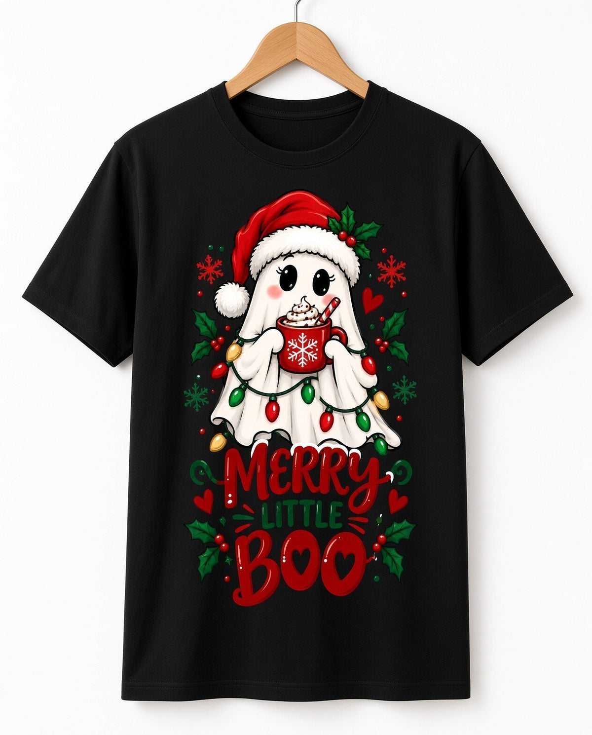 Merry Little Boo Christmas Ghost DTF Transfer Ready to Press Print