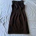 Vintage BCBG Brown Satin Sleeveless Sheath Dress Size 2 Made in USA