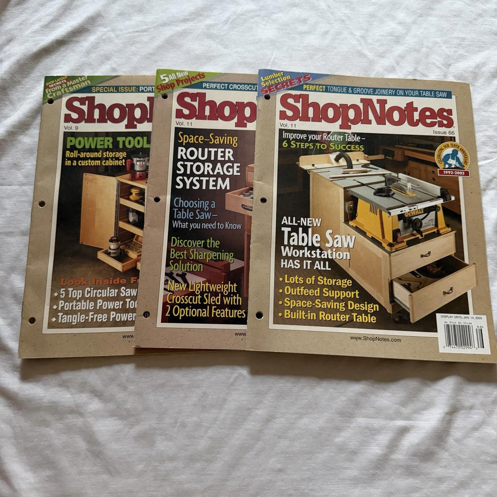 ShopNotes Magazines Vol. 9 & 11 (Issues 54, 63, 66) – Vintage Shop Projects