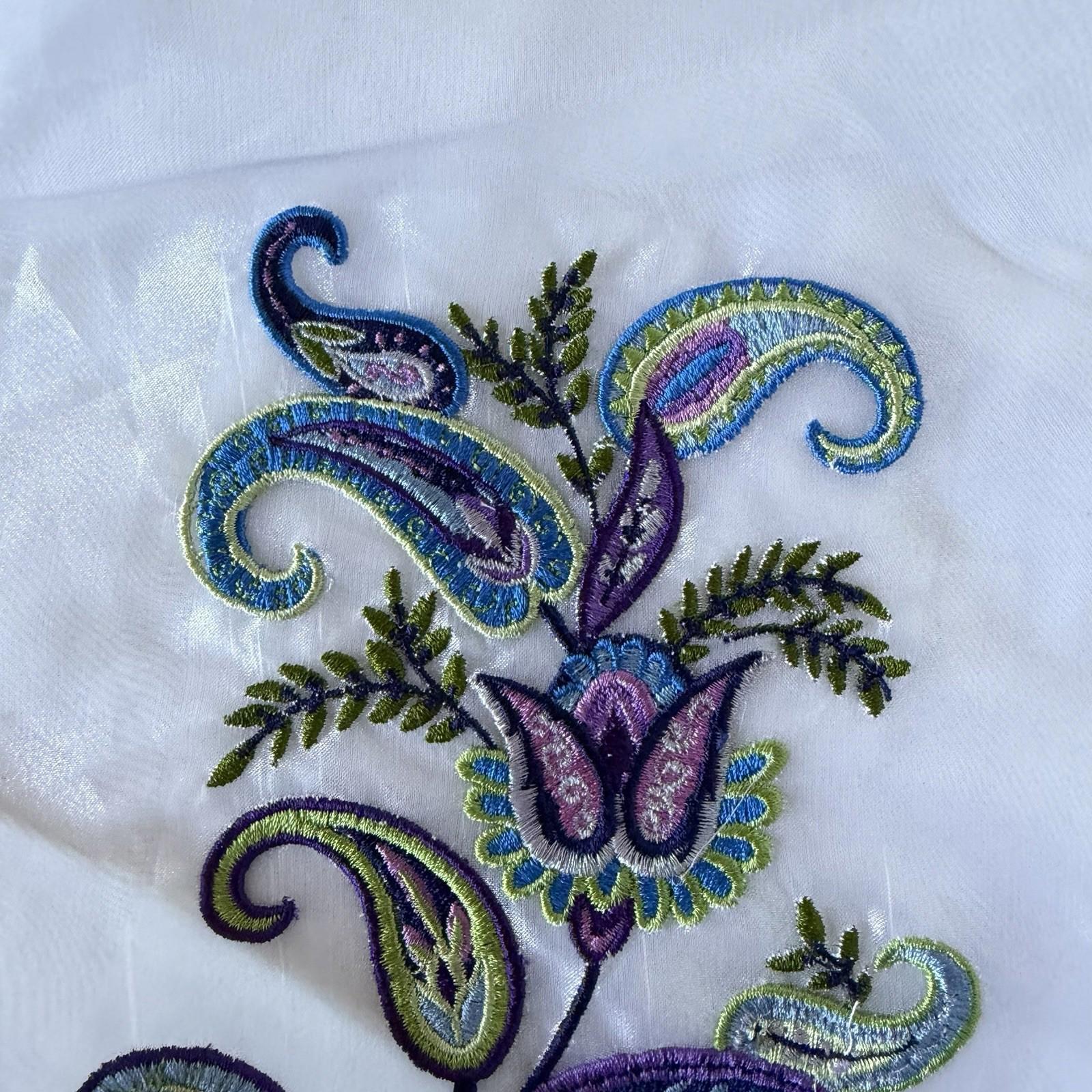 Vintage Embroidered Sheer Patch - Paisley Floral Swirls Boho Decor
