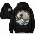 Isaiah 43:2 Great Wave Black Hoodie Christian Bible Verse Front Back Graphic