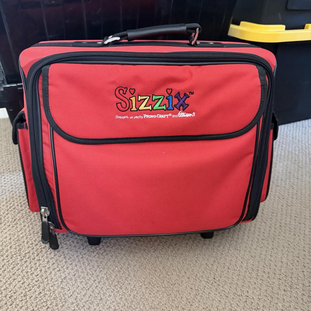Sizzix Original Red Wheeled Carry Bag w/ Machine & Dies Lot
