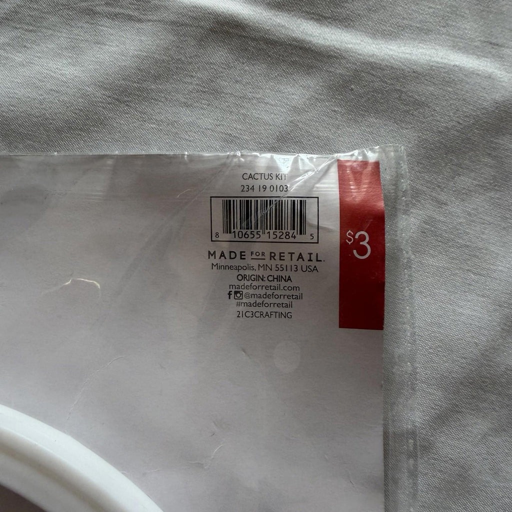 Made for Retail Cactus Embroidery Kit with Hoop Printed Canvas 5 Floss