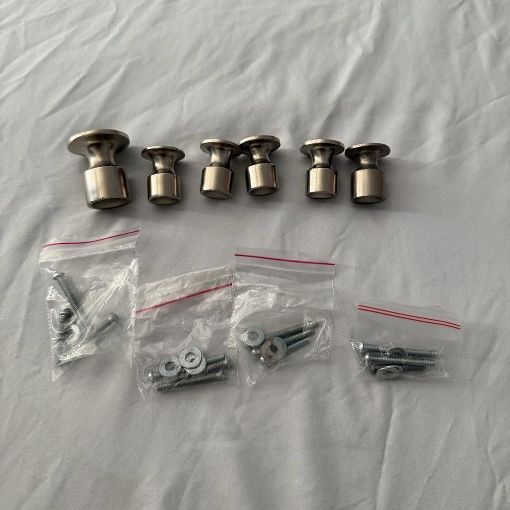 Set of 6 Restoration Hardware Stainless Mushroom Cabinet Knobs Made India