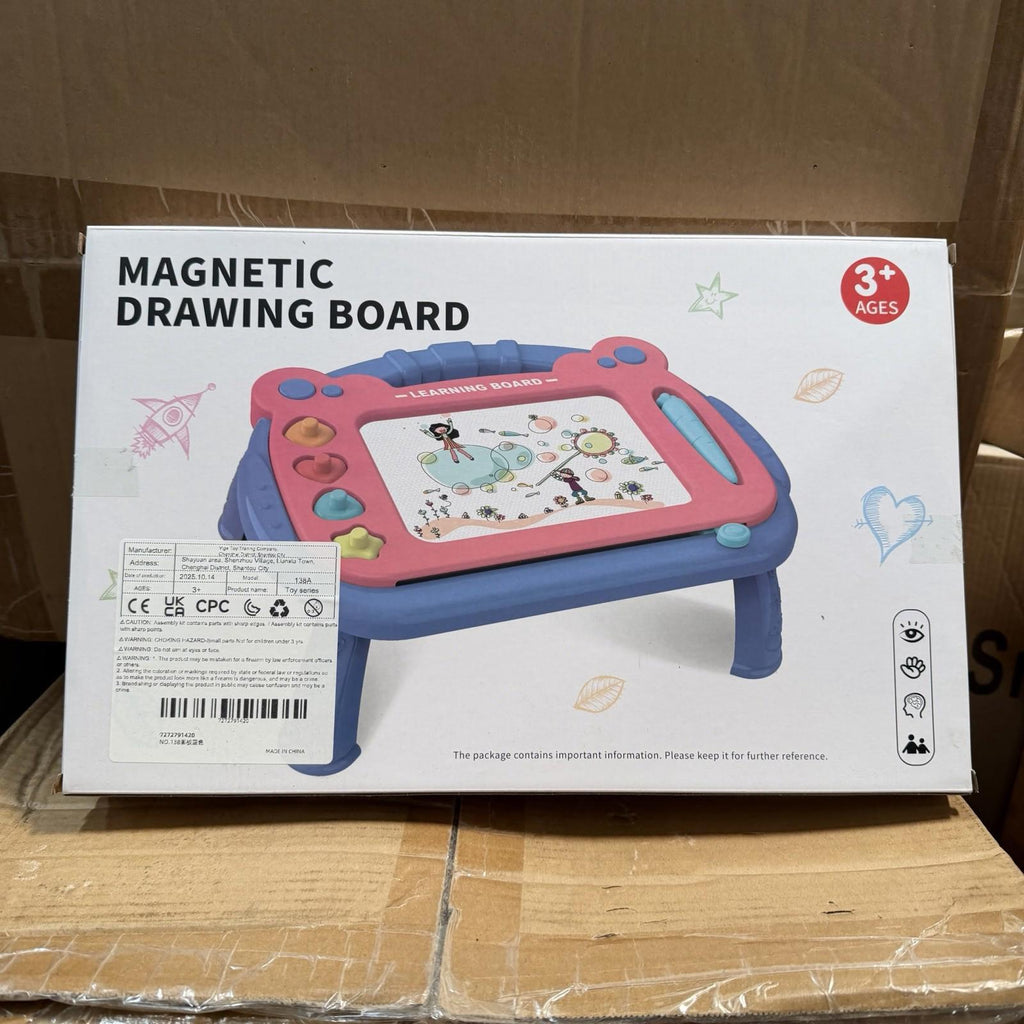 Blue Magnetic Drawing Board for Toddlers 3+ with Legs, Doodle Toy 16”