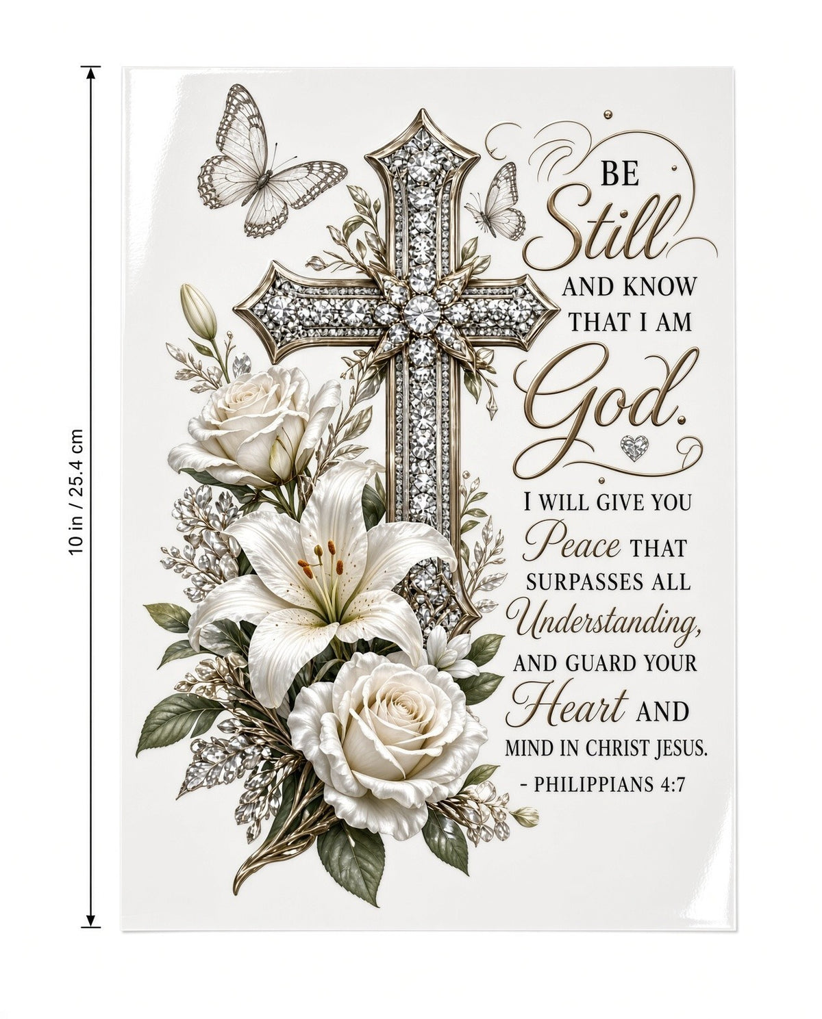 4Pcs 10" Be Still and Know I Am God Cross DTF Transfer Heat Press