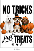4pcs 10" No Tricks Just Treats DTF PNG Halloween Dogs Iron On Transfer
