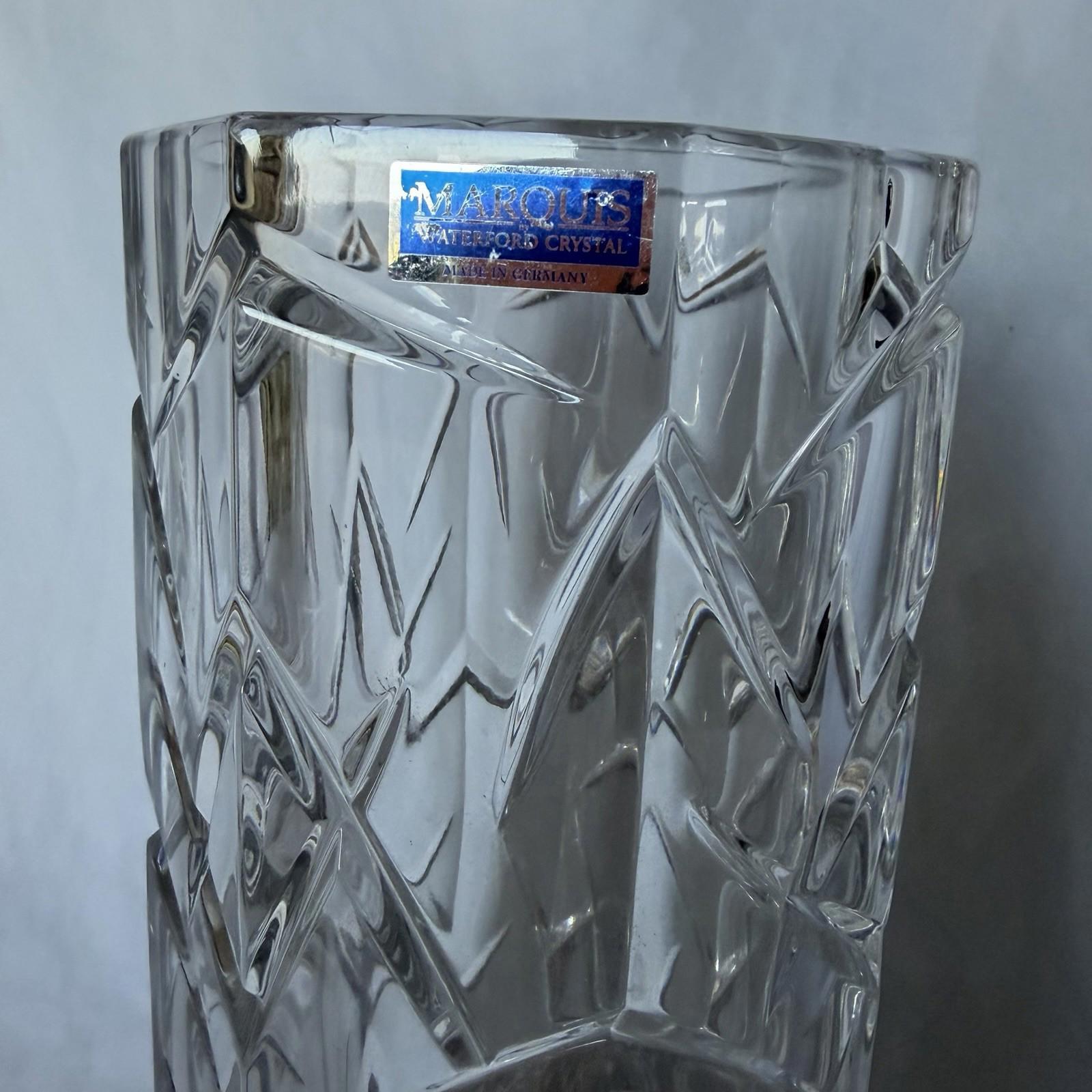 Marquis by Waterford Crystal Tall Vase Geometric Cut Hexagon Germany 10”