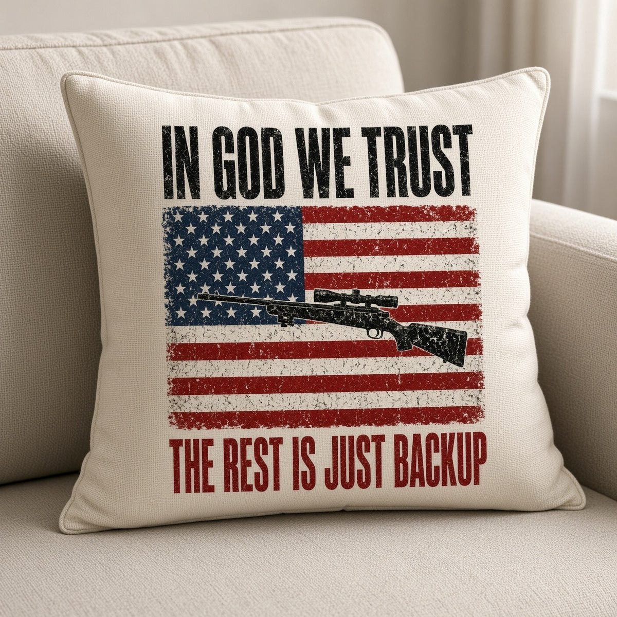 4pk 10" In God We Trust Flag Rifle The Rest Is Just Backup DTF Transfer