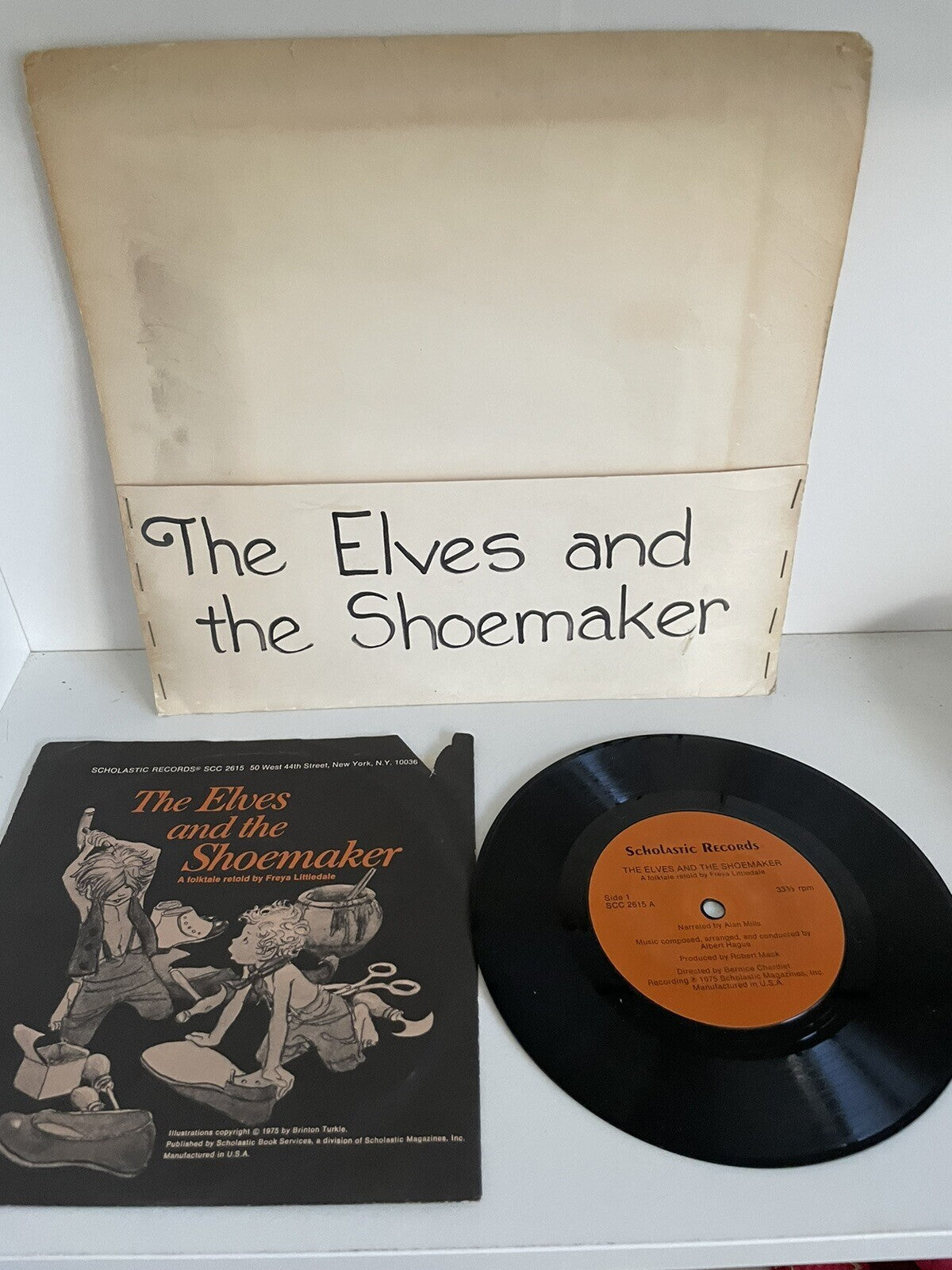 The Elves and the Shoemaker By  Littledale 1975 Vintage Paperback Book & Record