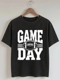 Game Day Football T-Shirt Acid Wash Black Short Sleeve Mens Womens Sports Tee