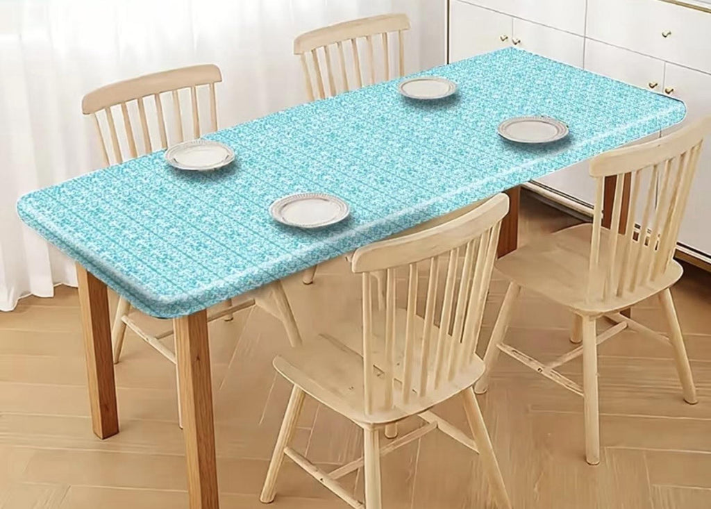 Turquoise Fitted Tablecloth 30x72 Inch Elastic Rectangle Dining Table Cover Blue