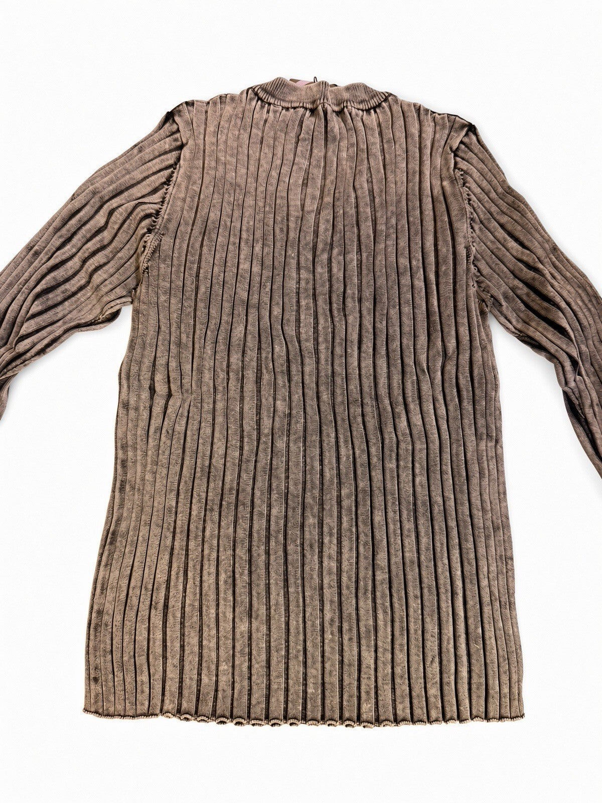 Sixth Dimension Earth Sucks Ribbed Long Sleeve Shirt Brown Gray Y2K Streetwear