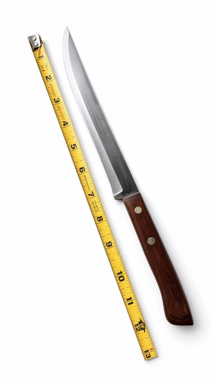 Flint Stainless Vanadium USA Chef Knife Wood Handle Vintage 8” Blade