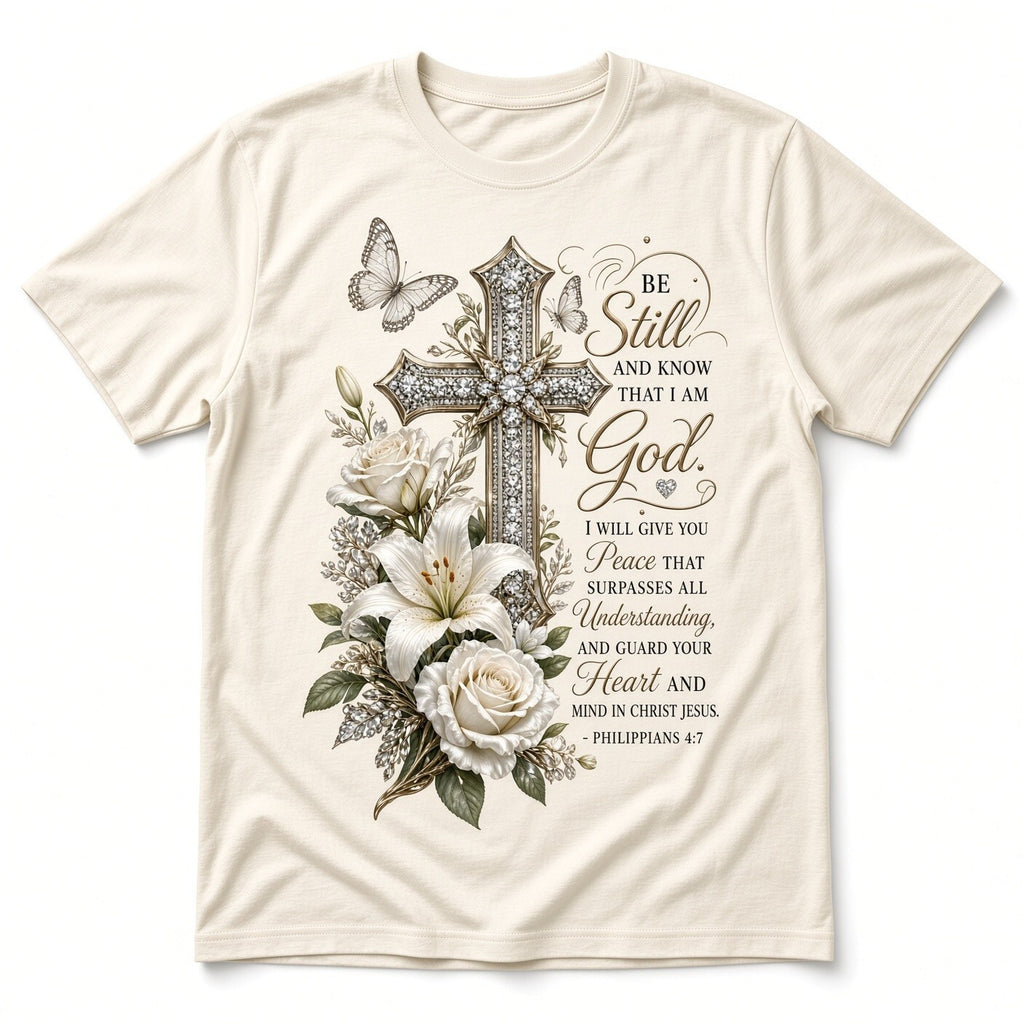 4Pcs 10" Be Still and Know I Am God Cross DTF Transfer Heat Press