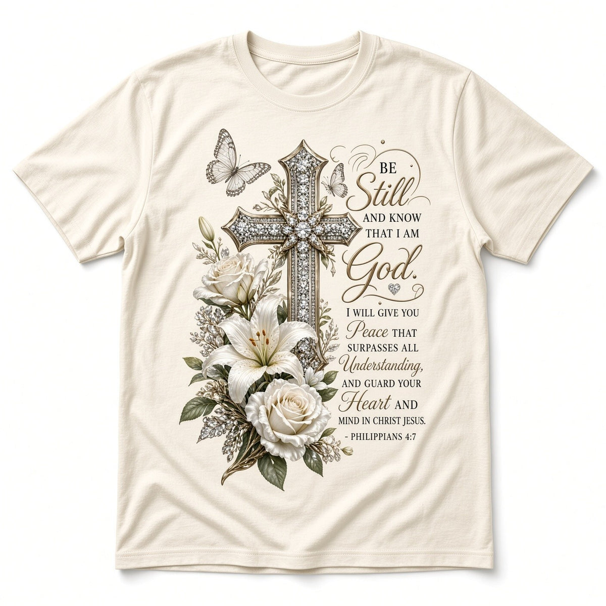 4Pcs 10" Be Still and Know I Am God Cross DTF Transfer Heat Press